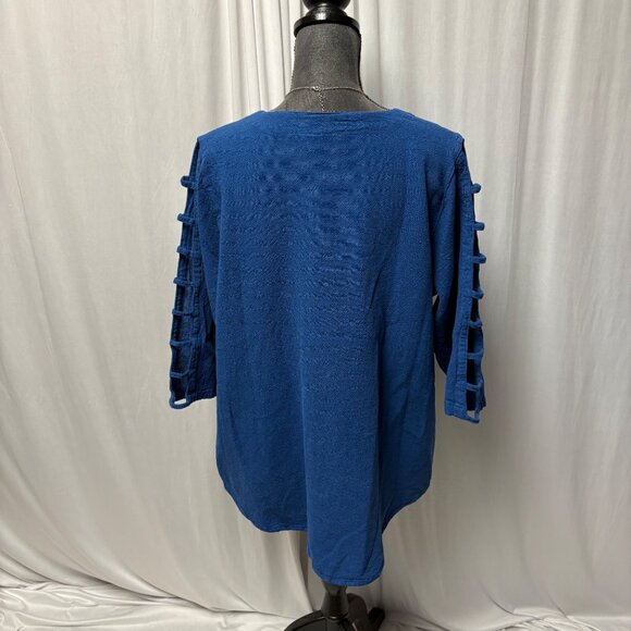 Sea Breeze Cotton Top Womens Size Medium Ladder Sleeve V-Neck Casual Relaxed - Picture 5 of 9